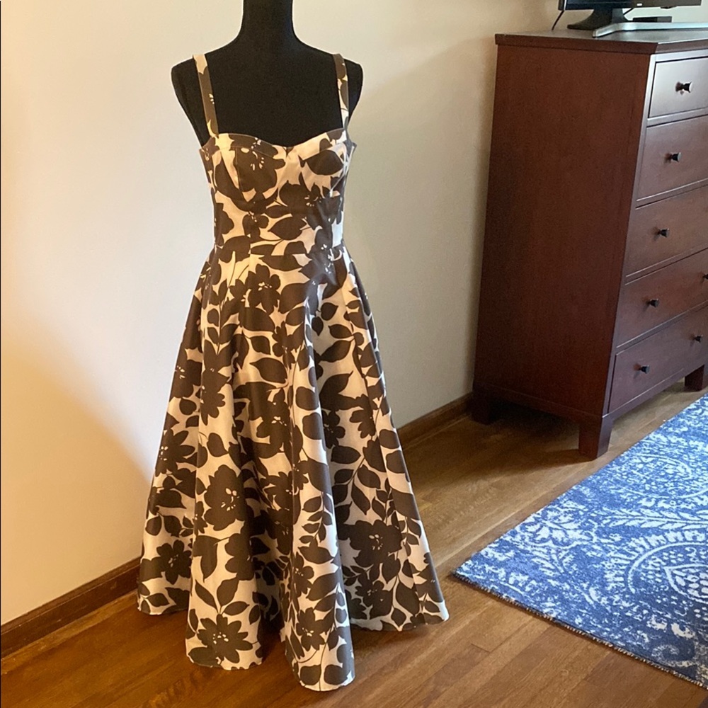 J Crew Elegant Green Floral Dress